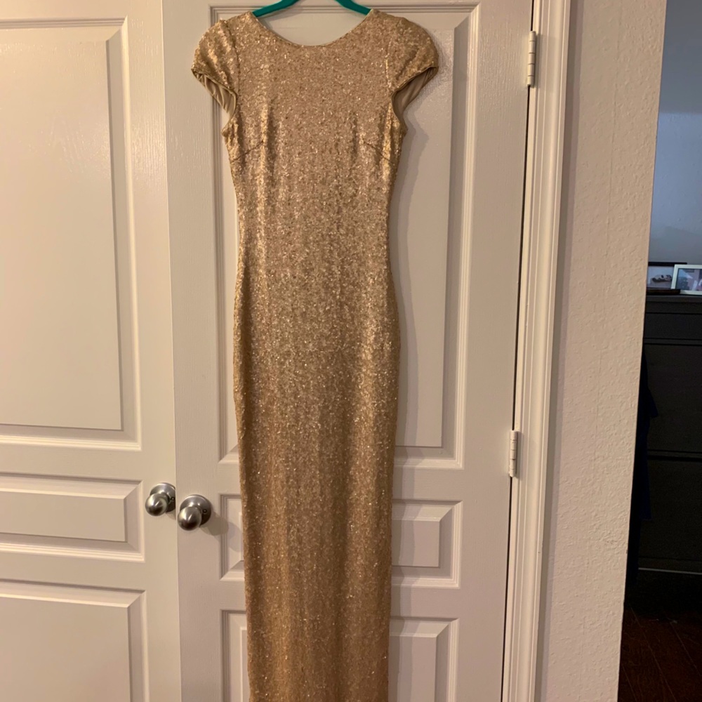Long gold sequin gown low back! Worn once!